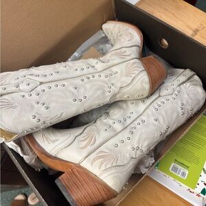 Ariat White Embellished Heeled Boots